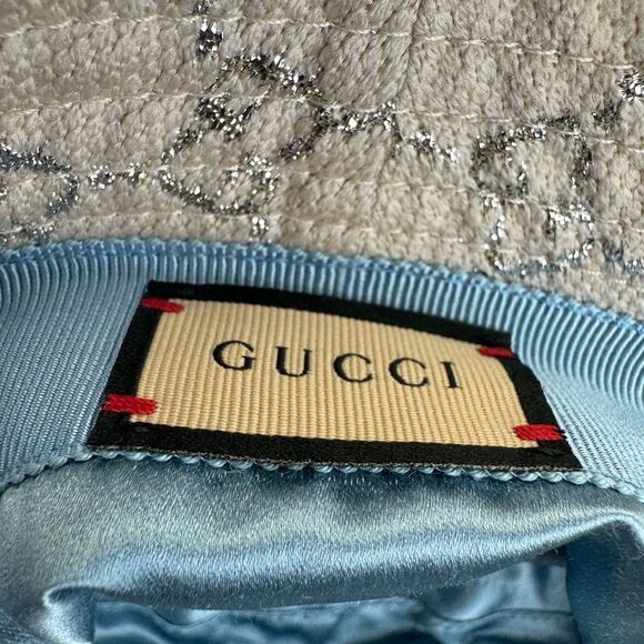 Gucci GUCCI Canvas Lame GG Monogram Bucket Hat M Silver - Picture 8 of 10